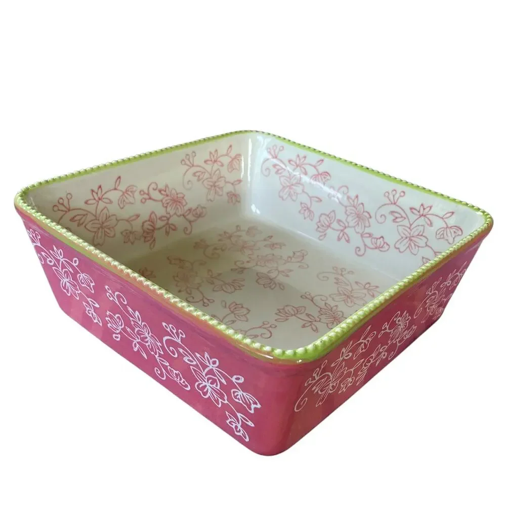 Temp-tations by Tara Square 1.5 Qt Baking Dish Floral Lace Oven Microwave Safe